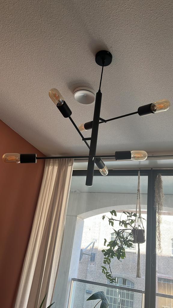 Moderne Zwarte Sputnik Plafondlamp met 6 Lichtpunten, Ophalen of Verzenden, Zo goed als nieuw