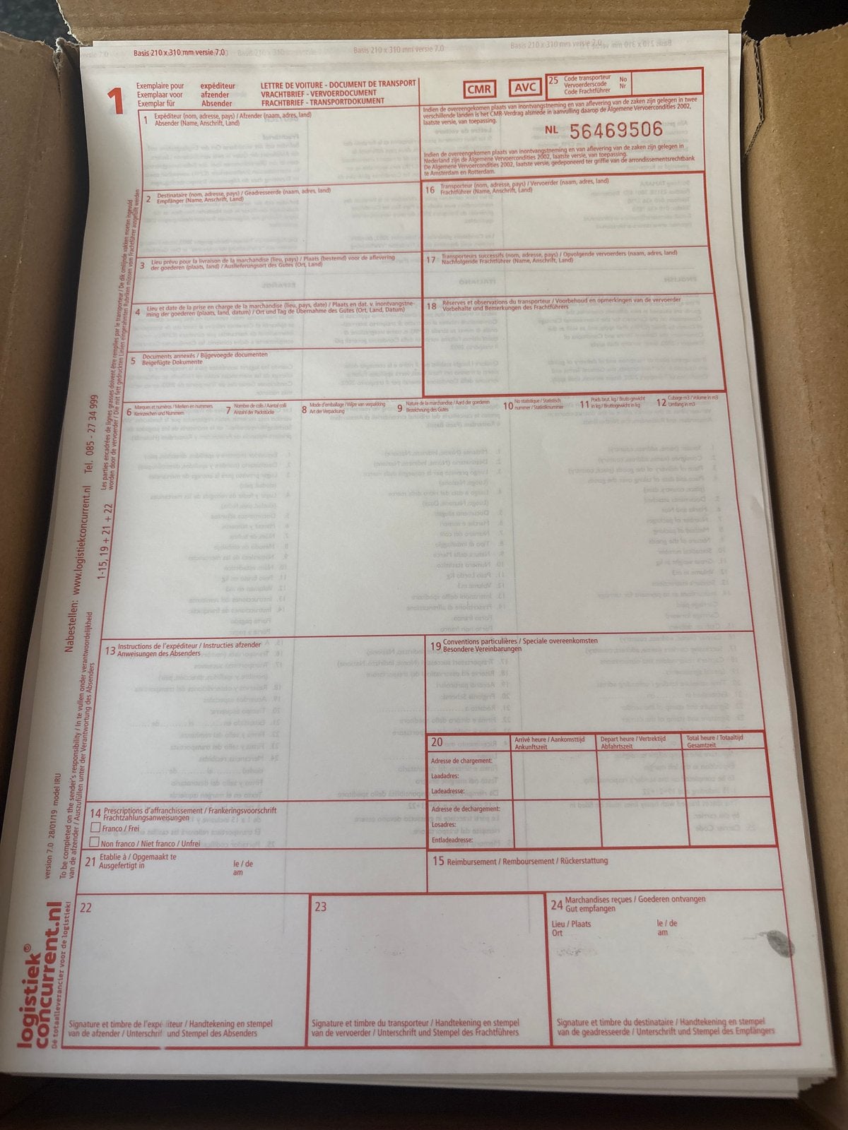 CMR vrachtbrieven - 495 stuks, ongebruikt, Diversen, Papierwaren, Ophalen of Verzenden