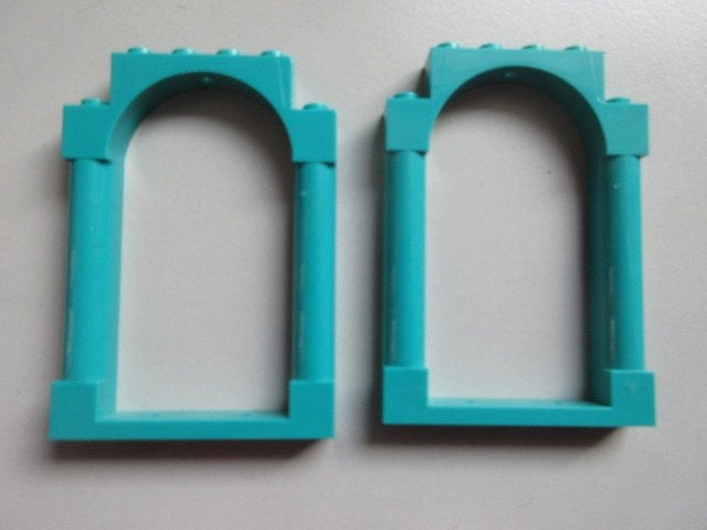 nr. 9376, 2 Turquoise kozijnen met boog, 1x6x7, Ophalen of Verzenden, Zo goed als nieuw, Complete set, Lego