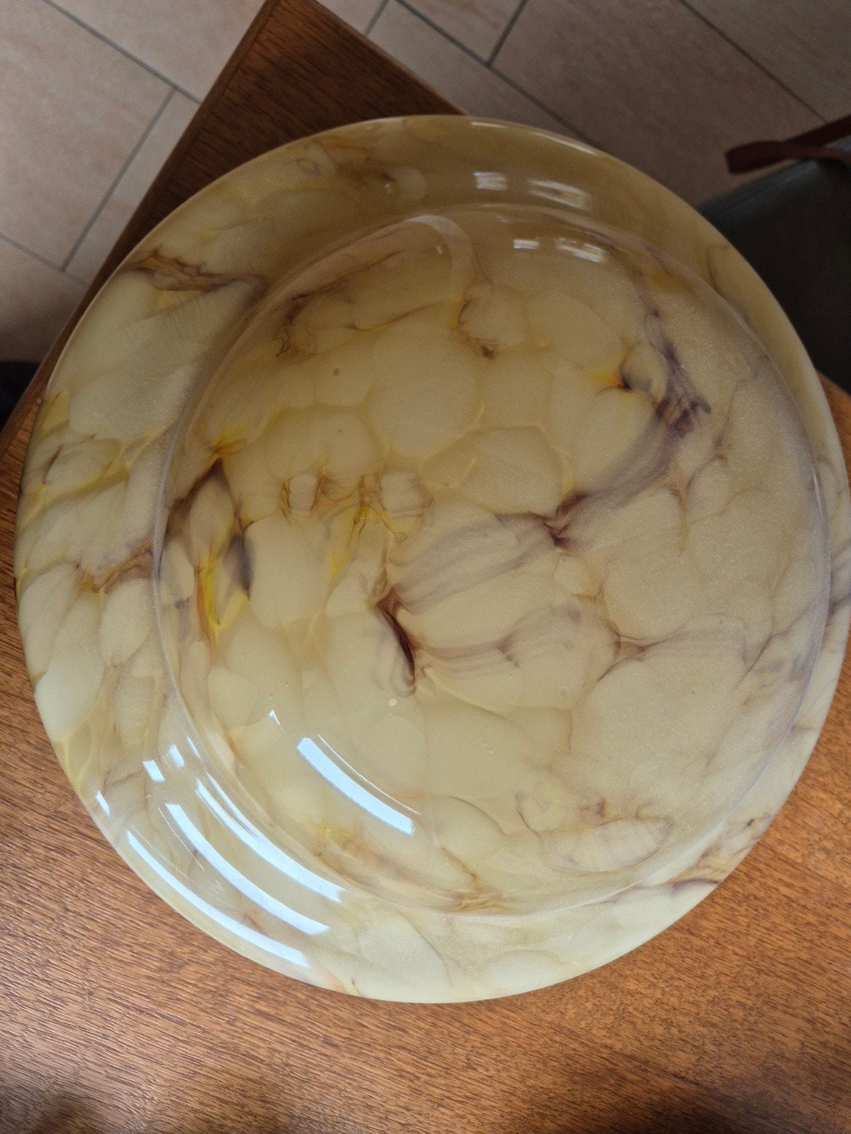 Art Deco Plafondlamp Schaal Marmerlook - Geheel Gaaf, Ophalen of Verzenden, Zo goed als nieuw