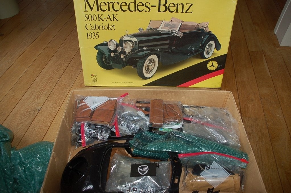 1:8 POCHER Mercedes 500K Roadster zwart ZIE INFO WRH, Verzenden, Gebruikt, 1:5 t/m 1:8, Auto
