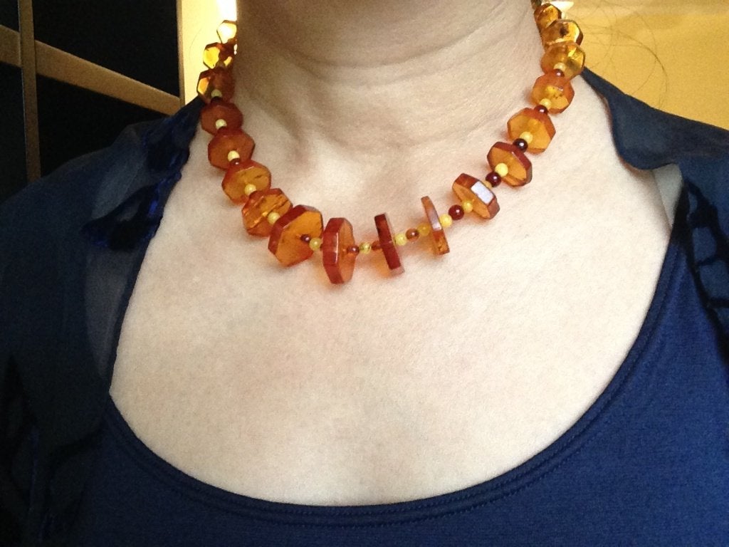 Art Deco natural amber necklace light butterscotch, Verzenden, Overige materialen, Ketting