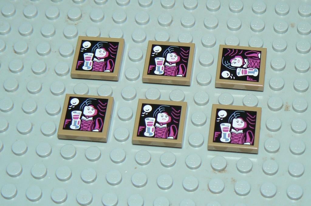L1133 Tegels 2x2 donker beige met opdruk vampire 6 st., Ophalen of Verzenden, Nieuw, Losse stenen, Lego