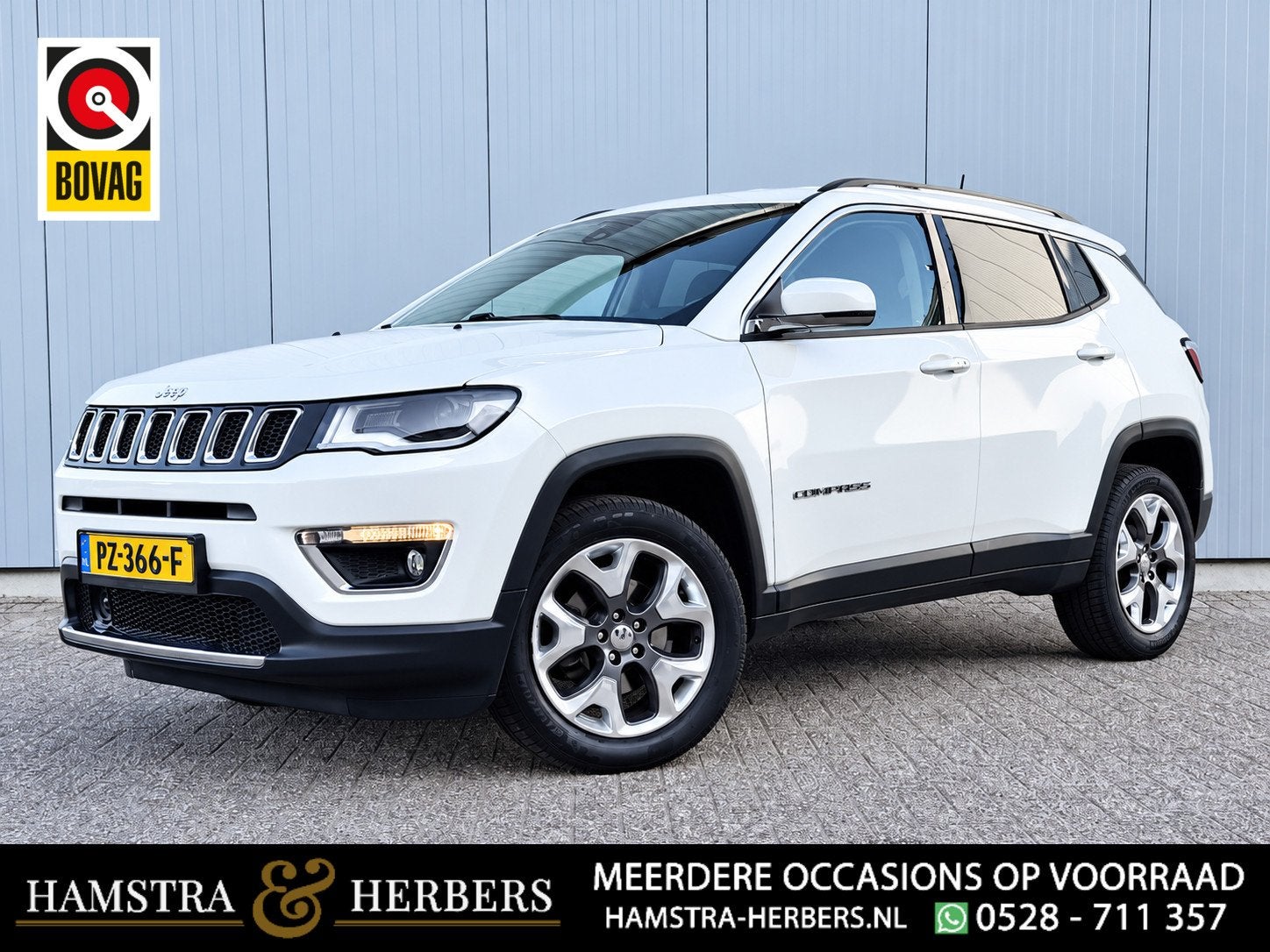 Jeep Compass 1.4 170pk 4x4 Opening Edition | Leder | Winter, Auto's, 450 kg, Gebruikt, Euro 6, Wit