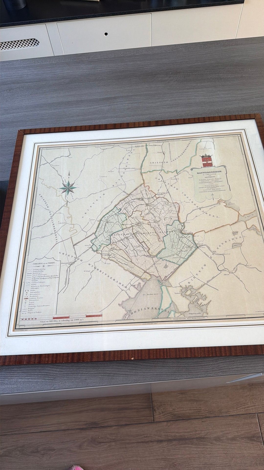 Historische kaart Rauwerderhem – Friesland –, Boeken, Ophalen, 1800 tot 2000, Nederland, Landkaart