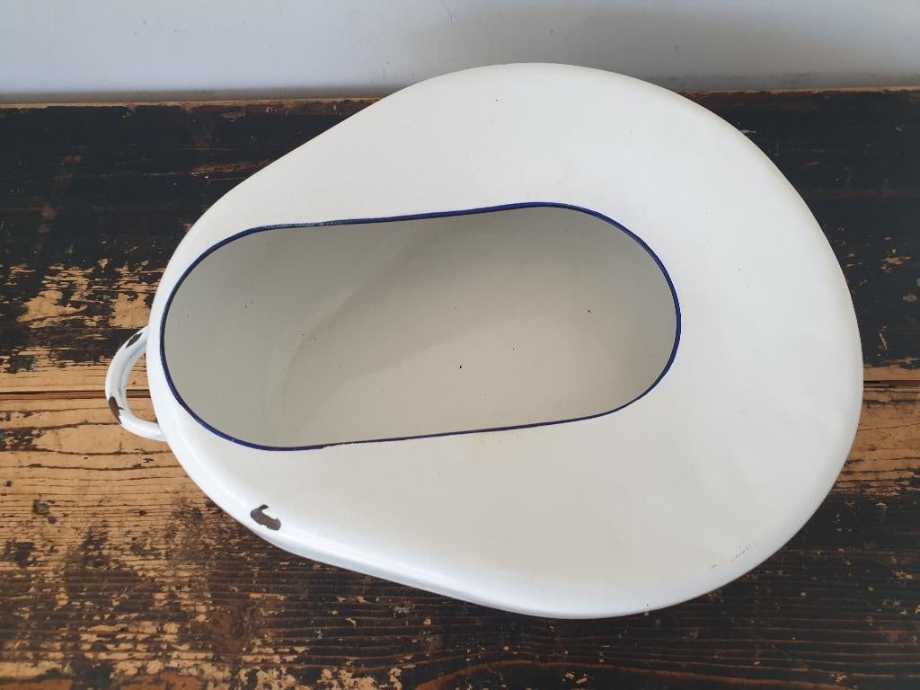 Vintage emaille bedpan - ondersteek., Antiek en Kunst, Antiek | Emaille, Ophalen of Verzenden