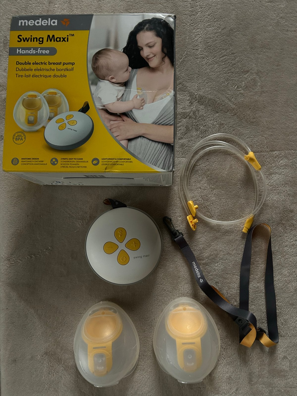 Medela Swing Maxi Hands-free Dubbele Elektrische Borstkolf, Ophalen of Verzenden, Zo goed als nieuw