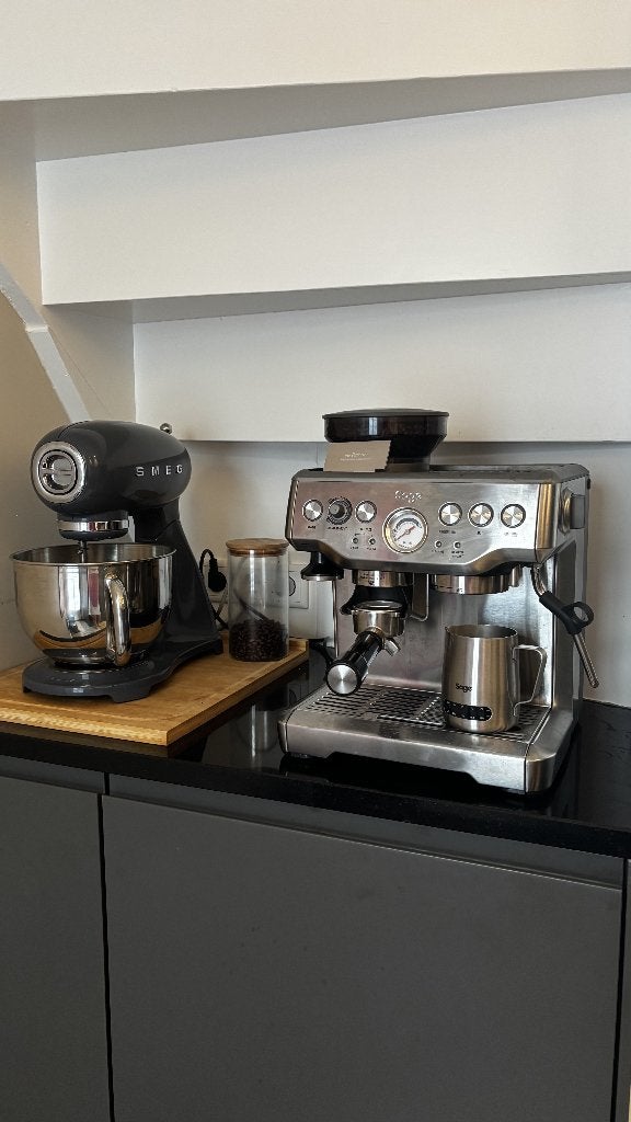 Sage Barista Express Stainless Steel, Witgoed en Apparatuur, Koffiezetapparaten, Gebruikt, Gemalen koffie, Koffiebonen, Espresso apparaat