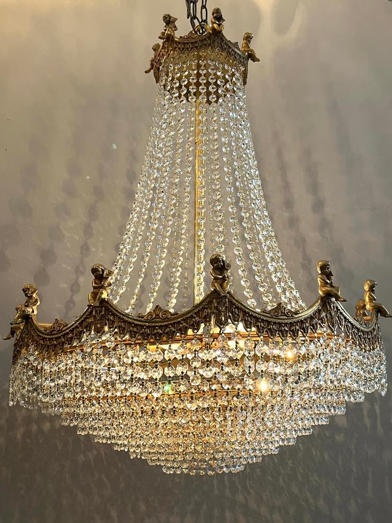 2x XL grote putti engelen kristallen SWAROVSKI kroonluchter, Baak, Ophalen of Verzenden, Baak, Baak