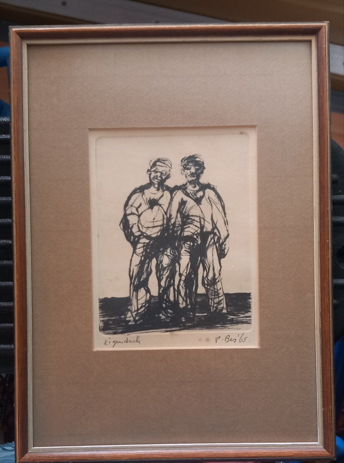 Peter Bes ets uit 1965. maat 22x30cm., Ophalen of Verzenden