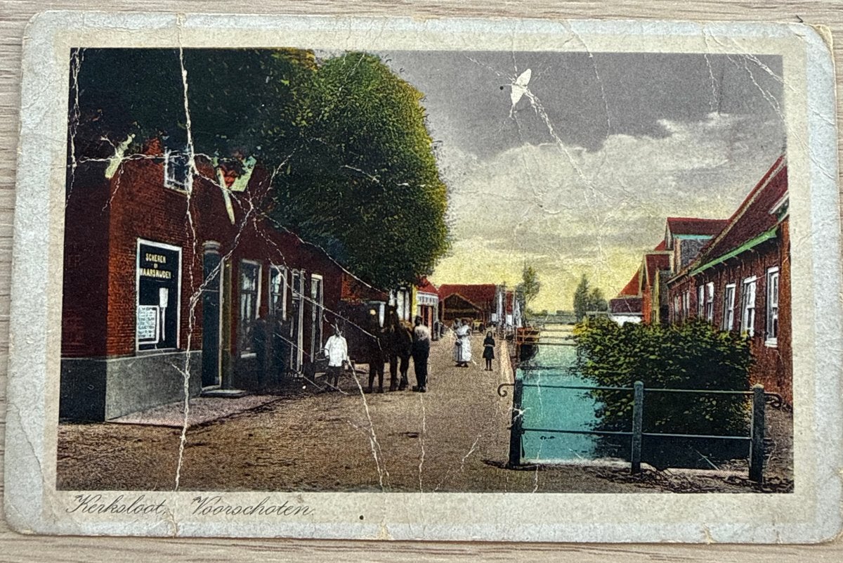 Oude ansichtkaart Voorschoten, Kerksloot- Molenlaan, Verzamelen, Ansichtkaarten | Nederland, Ophalen of Verzenden, Voor 1920, Gelopen