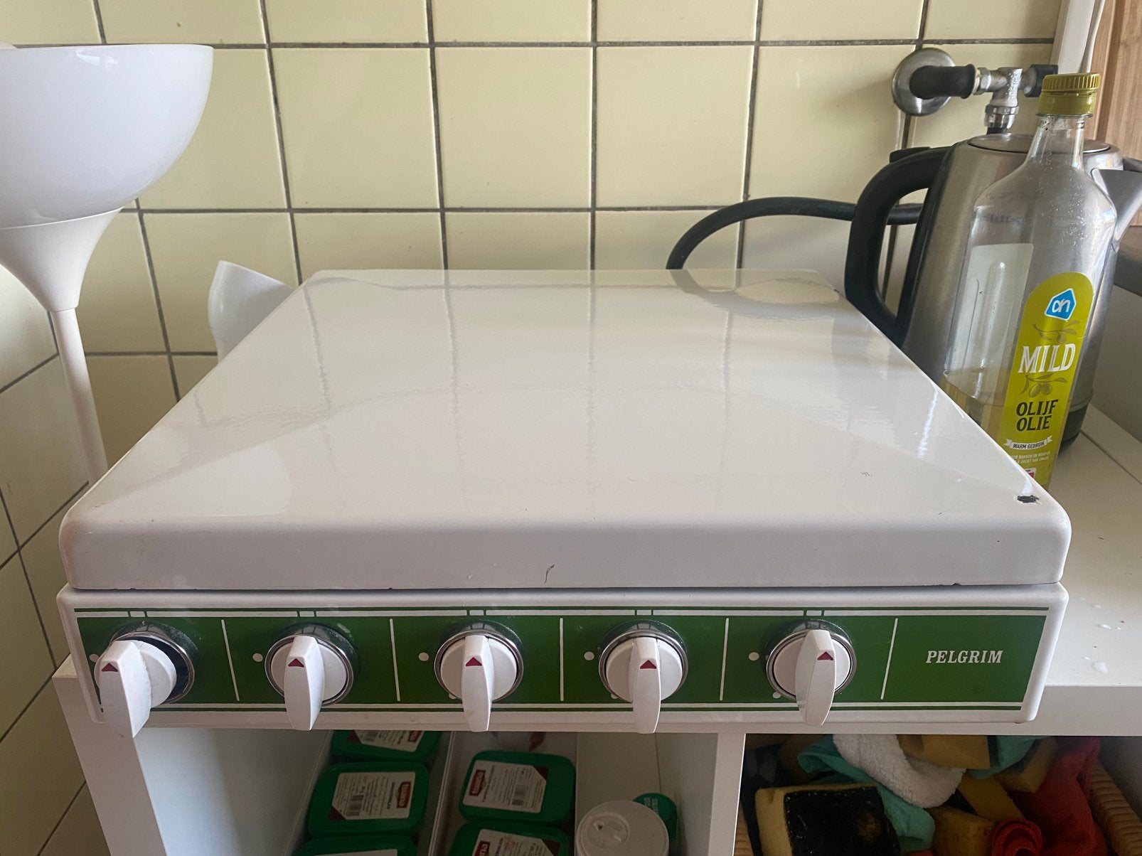 Pelgrim Gasstel, Witgoed en Apparatuur, Fornuizen, Ophalen, Minder dan 85 cm, 4 kookzones, Zo goed als nieuw