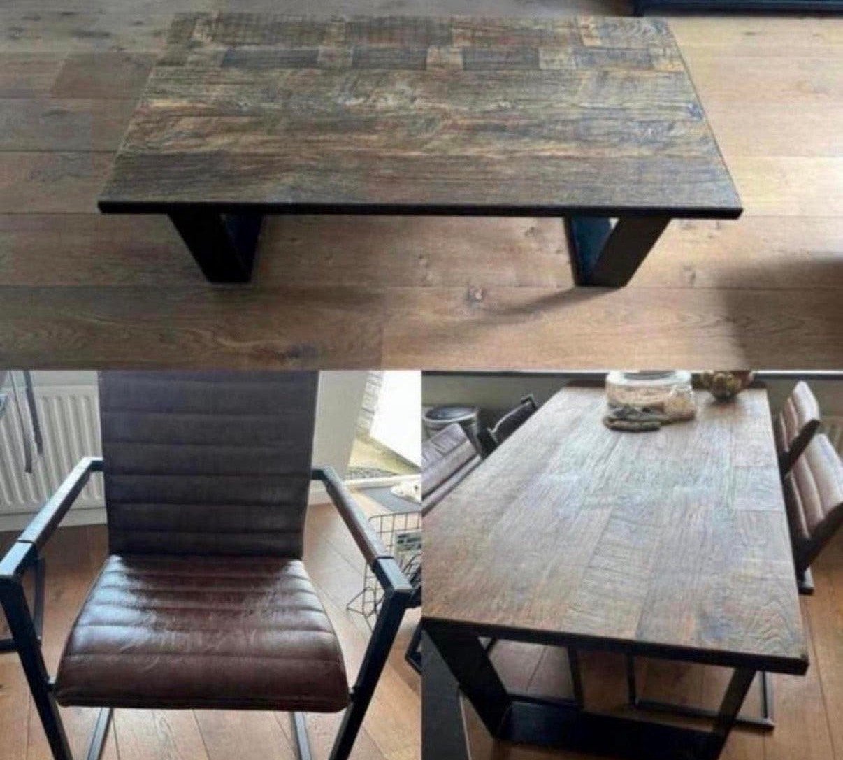 Eettafel, salontafel en 3 eetkamer stoelen, Ophalen, Gebruikt, Minder dan 4 stoelen