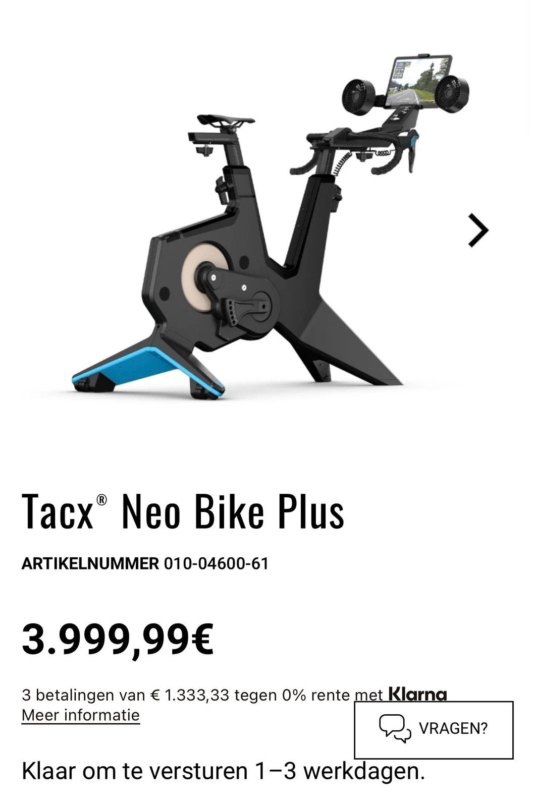 Tacx neo bike plus nieuw in gesealde doos, Sport en Fitness, Wielrennen, Ophalen, Nieuw, Overige typen