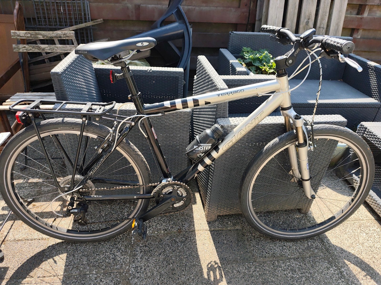 Giant Terrago MBT met Racktime bagagedrager, Ophalen, Gebruikt, Hardtail, Velgrem