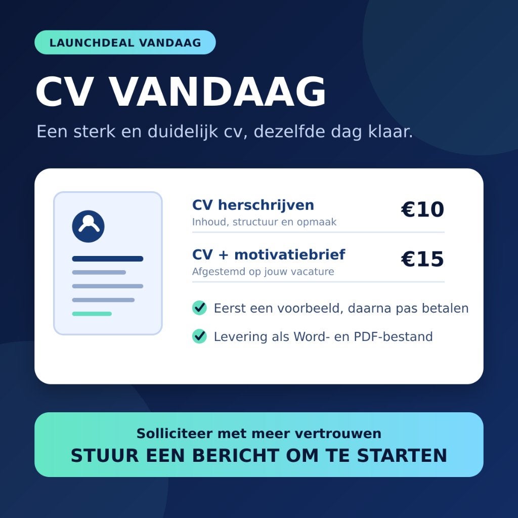 Freelance cv-hulp | vandaag klaar | vanaf €10, Variabele uren, Overige vormen