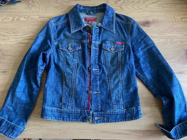 Mexx spijkerjasje met rode accenten mt M ZGAN, Maat 38/40 (M), Mexx, Blauw, Ophalen of Verzenden