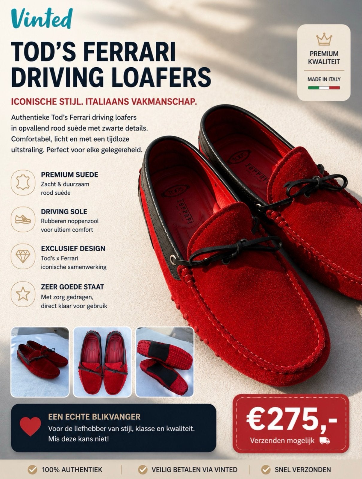 Zeldzame Tod's Ferrari Loafers - Nieuwstaat met Dustbag, Ophalen of Verzenden, Zo goed als nieuw, Overige kleuren, Loafers