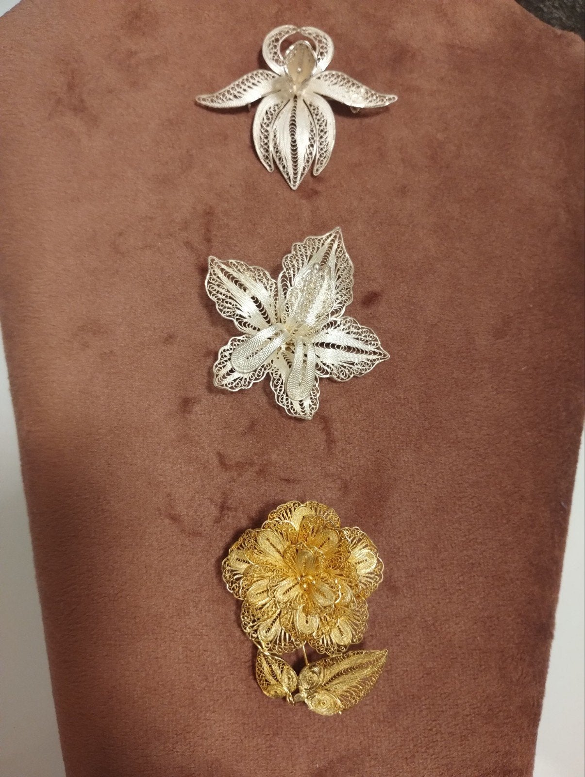 Oude filigrain sterling zilveren orchidee bloem broches, Ophalen of Verzenden, Nieuw, Zilver, Zilver