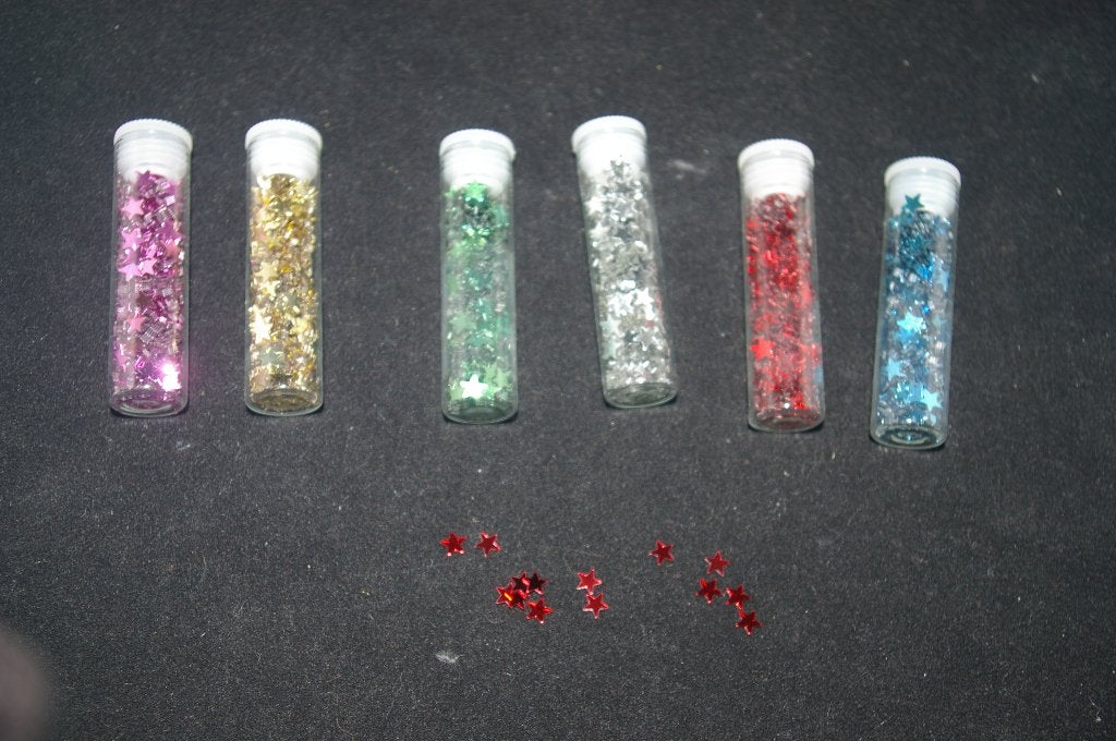 Buisjes met plastic sterretjes van 5 mm strooimozaiek,, Hobby en Vrije tijd, Ophalen of Verzenden, Nieuw