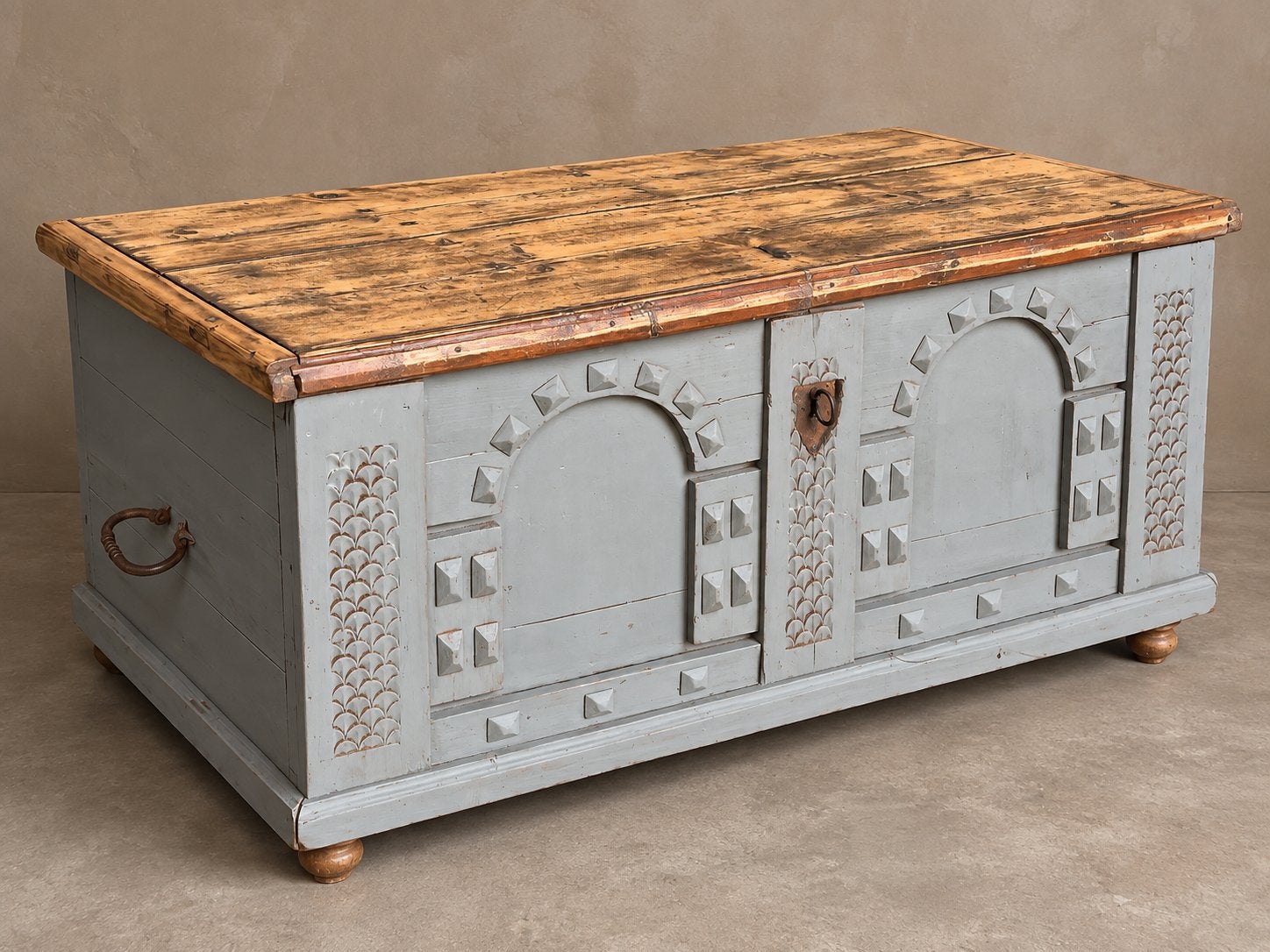 Oude Franse grenen kist | 1850, Ophalen, Minder dan 50 cm, 50 tot 100 cm, Zo goed als nieuw