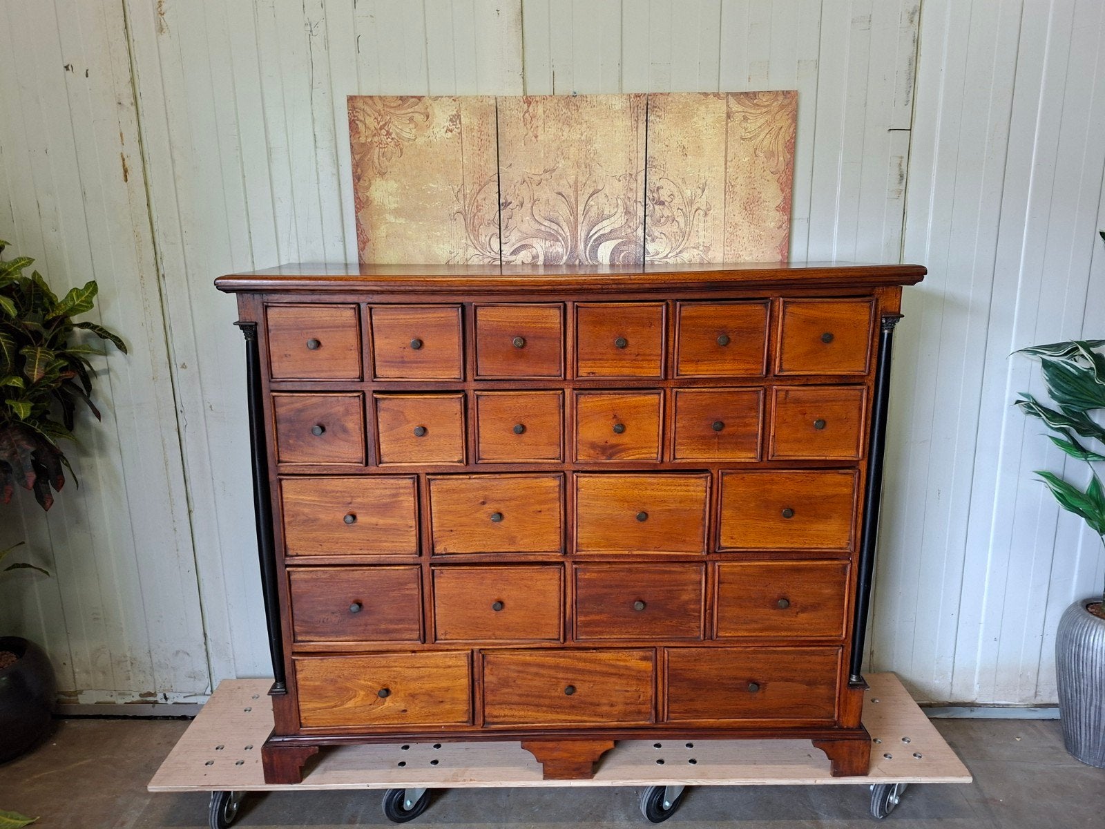Oude ladenkast, apothekerskast , archiefkast, empire style,, Ophalen of Verzenden, 25 tot 50 cm