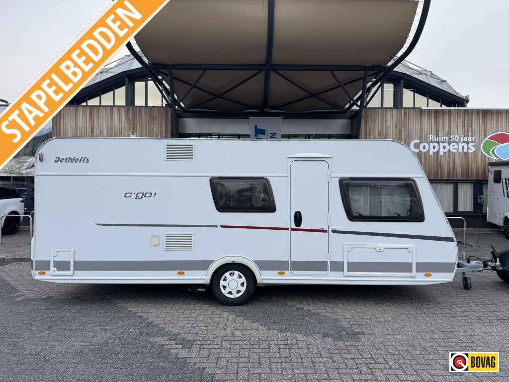 Dethleffs C'Go 535 QSK stapelbed + mover + voortent, Caravans en Kamperen, Dwarsbed, Rondzit, Schokbreker, Bedrijf