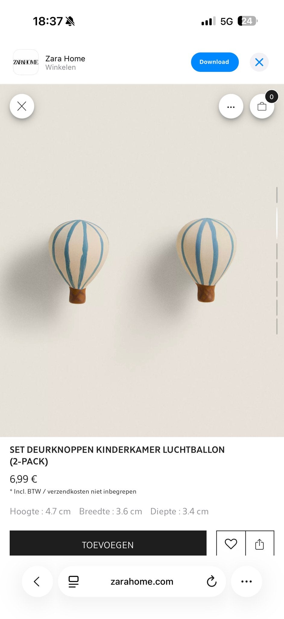 Opzoek: Luchtballon Deurknoppen Kinderkamer (2-pack), Ophalen of Verzenden, Nieuw