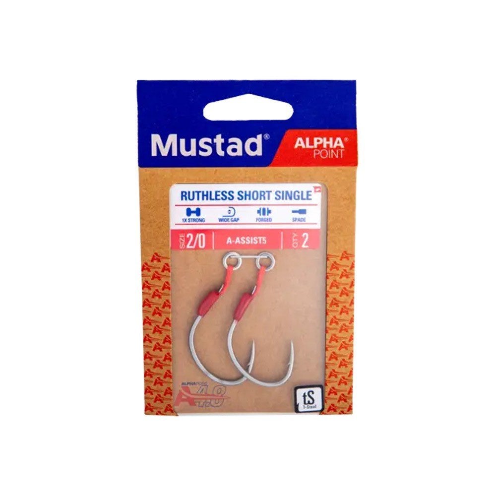 Mustad Game Jigging Ruthless Short Single Assist Hooks., Ophalen of Verzenden, Nieuw, Haak