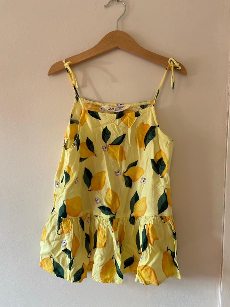 H&M Geel Topje met Citroenprint - Zomerse Vrolijkheid!, Ophalen of Verzenden, Zo goed als nieuw, Meisje