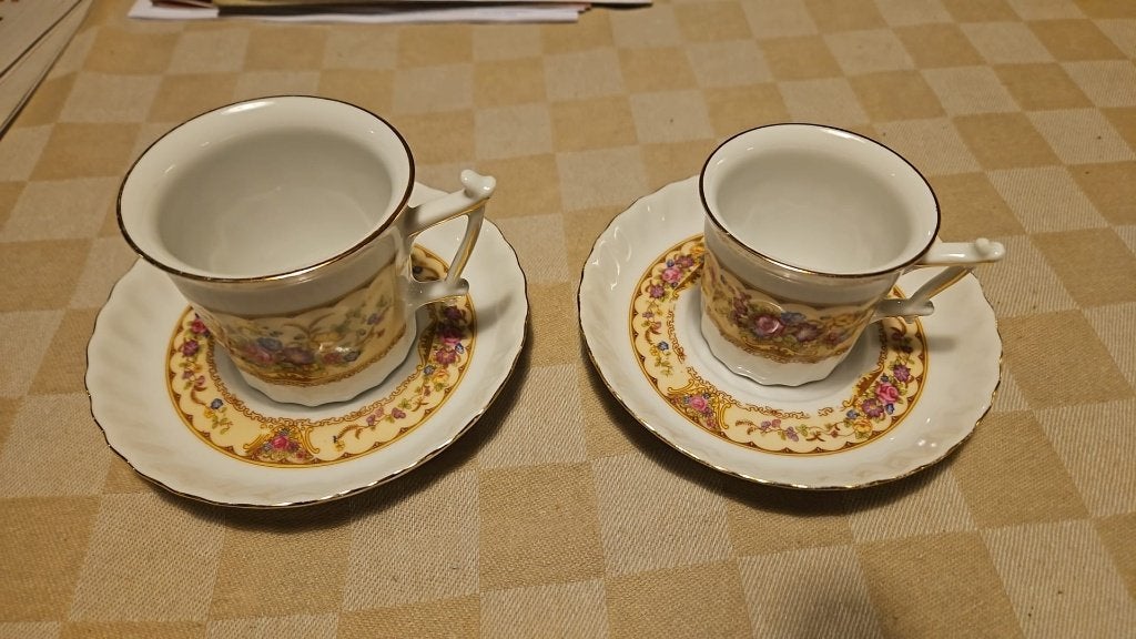 duits porselein koffie en espresso kopje + schotels, Ophalen of Verzenden