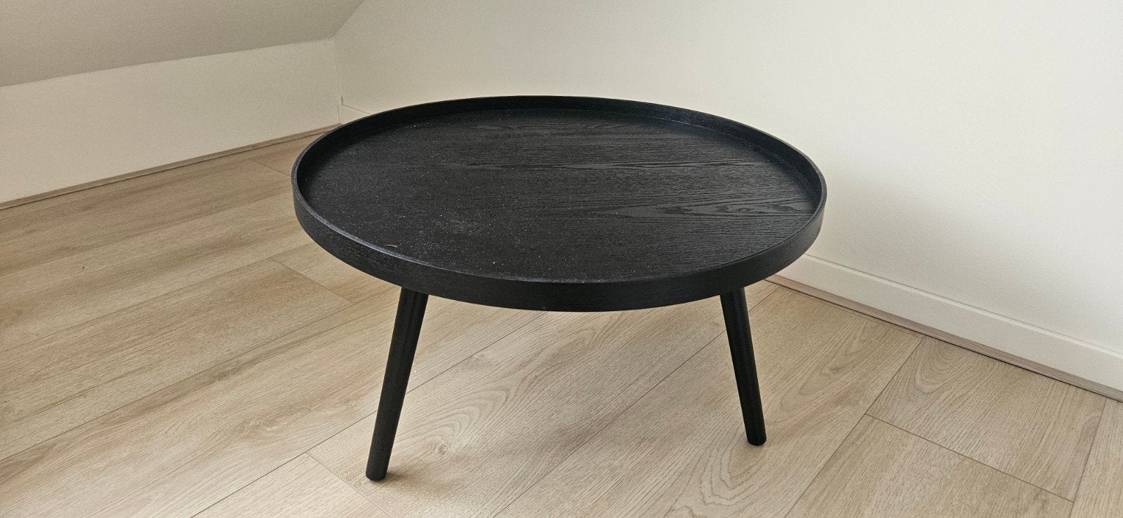 WOOOD Mesa Bijzettafel L - Zwart Hout - Ø60x34 cm, Ophalen, Minder dan 45 cm, Rond, Nieuw