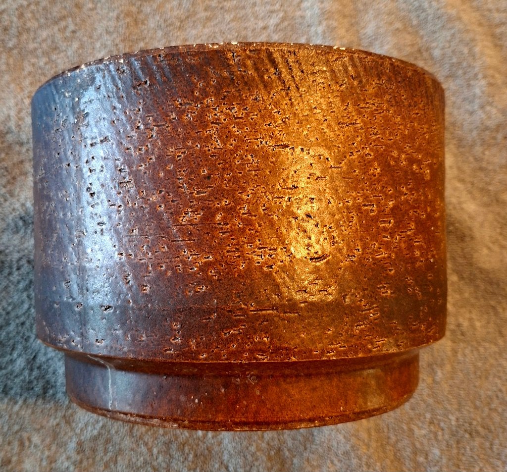 Stoere Vintage Fat Lava Bloempot • '70 Boombarst Structuu, Rond, Binnen, Ophalen of Verzenden, Zo goed als nieuw