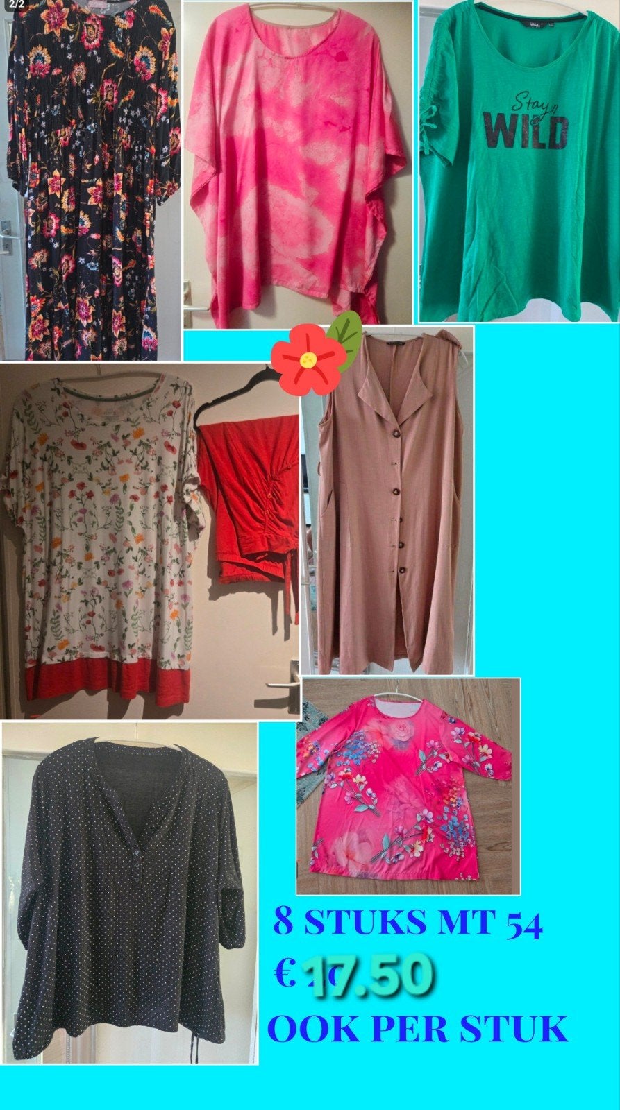 54 56 pakket grote maten 8 stuks €17.50 tuniek broek jurk, Kleding | Dames, Grote Maten, Verzenden, Zo goed als nieuw, Meerkleurig