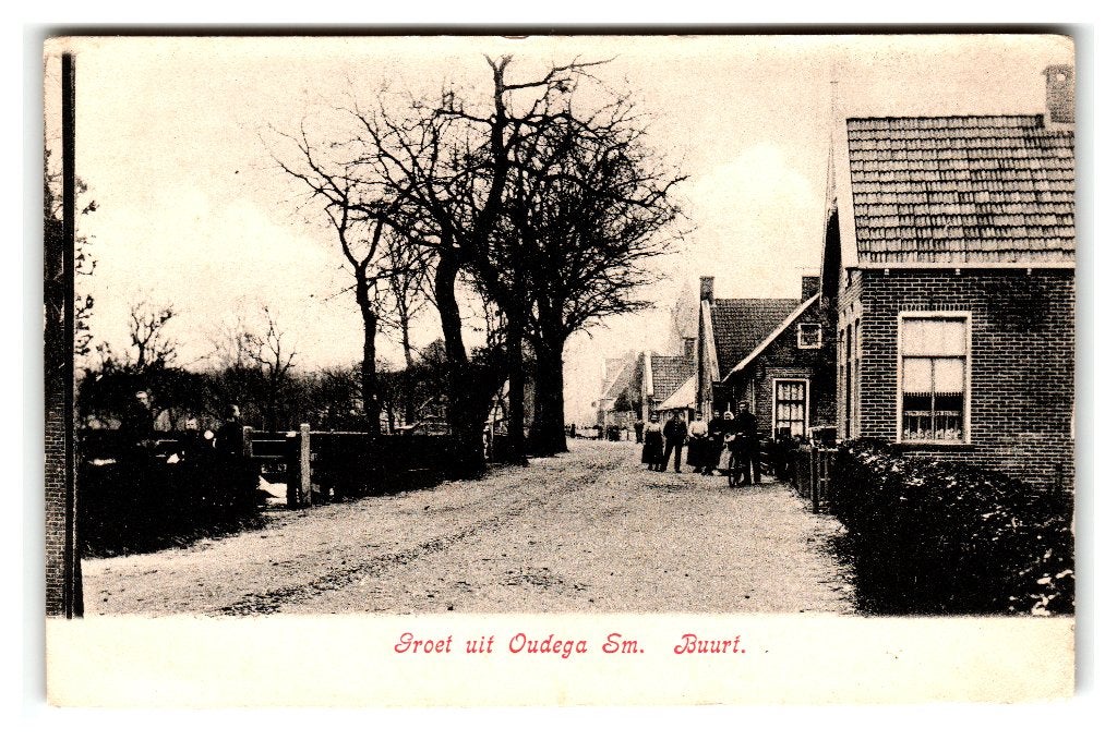 Oudega, Groet uit Oudega - Buurt, Verzenden, Voor 1920, Ongelopen, Friesland