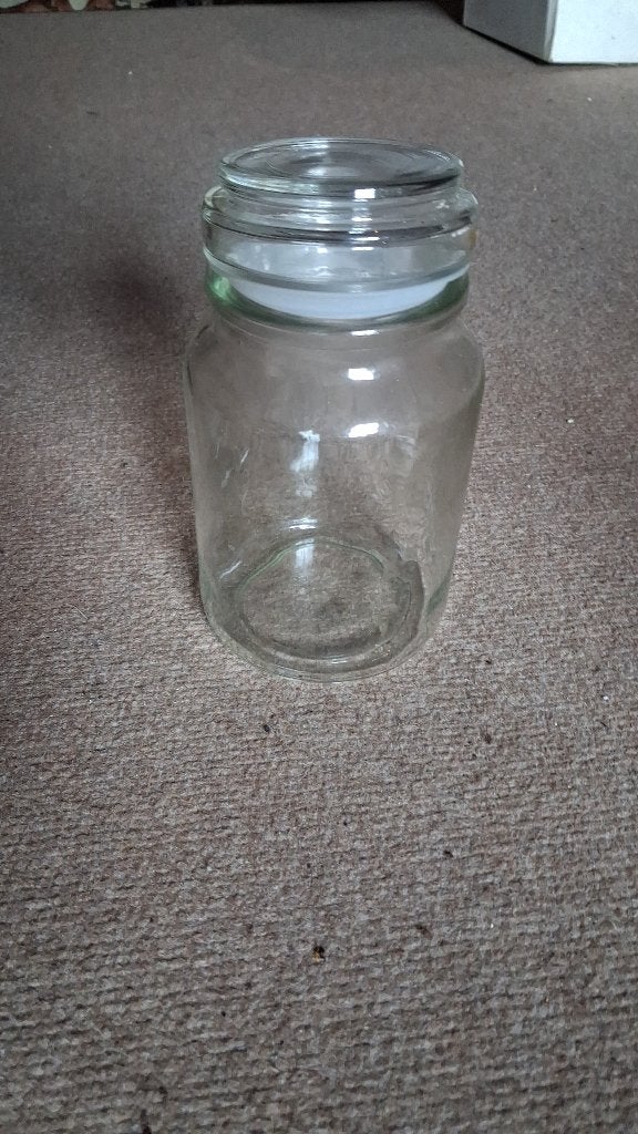 Glazen voorraadpotten doorzichtig groen en bruin glas, Ophalen, Zo goed als nieuw, Voorraadpot, Overige merken