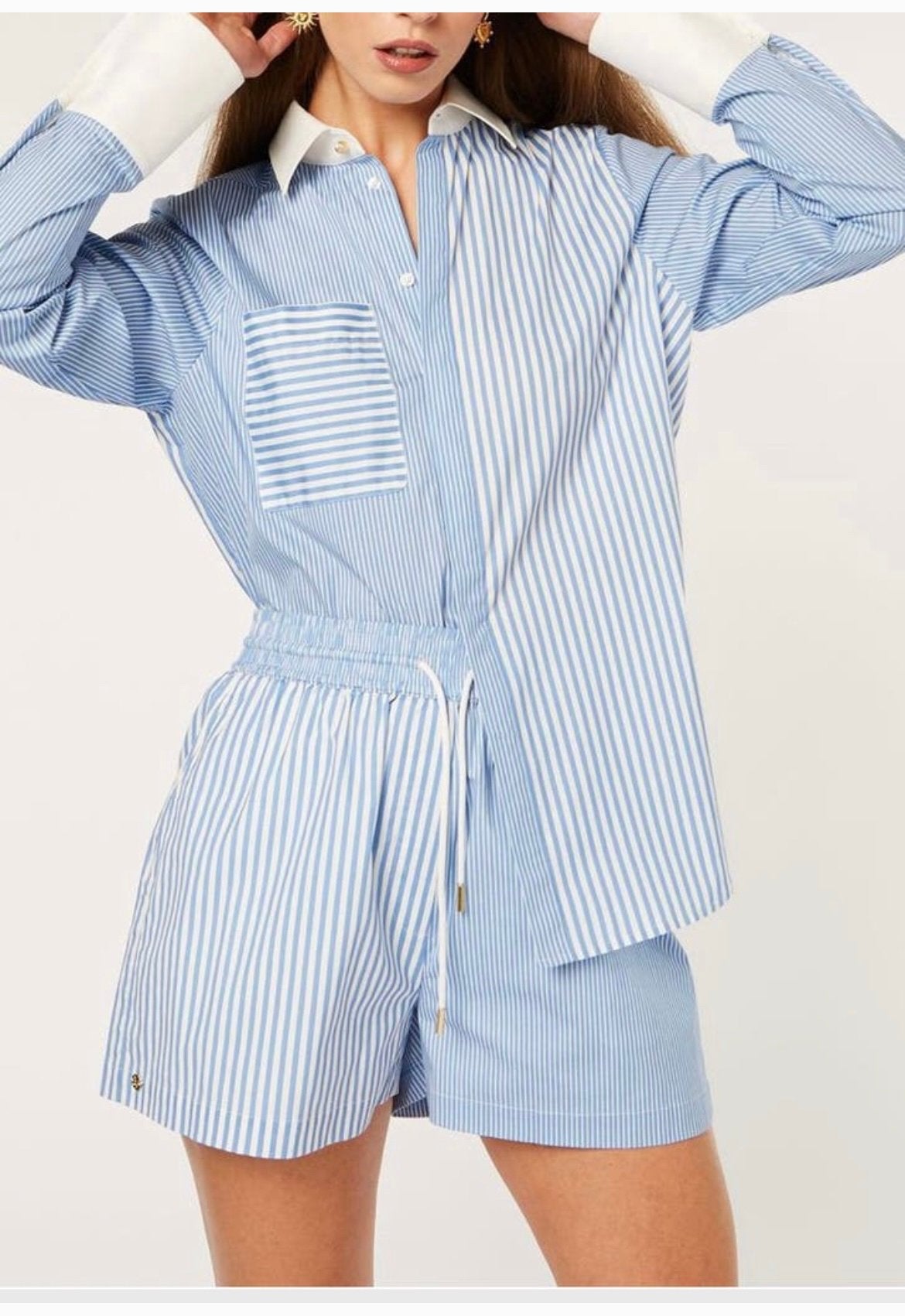 Iris Blue, blauw witte JoshV, Josh V blouse en short XS/S, Kort, Nieuw, Maat 34 (XS) of kleiner, JoshV