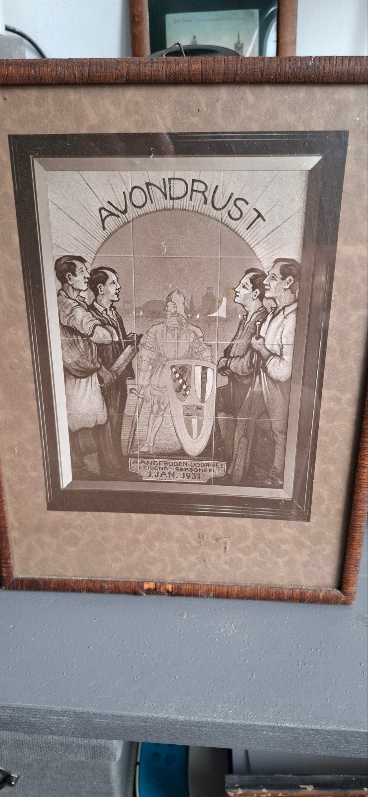 Vintage 'Avondrust' Print - Aangeboden door personeel 1930, Ophalen of Verzenden, Print, Lithografie, Ingelijst