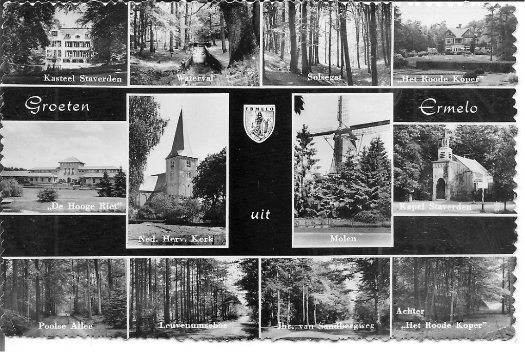 Groeten uit Ermelo - Oude Ansichtkaart met Diverse Zichten, Ophalen of Verzenden, 1960 tot 1980, Gelopen, Gelderland