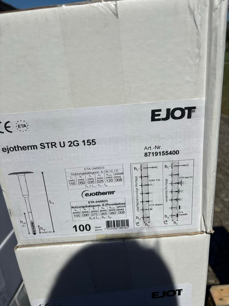 EJOT ejotherm STR U 2G 155 isolatiepluggen 5 dozen a 100 stk, Ophalen, Nieuw