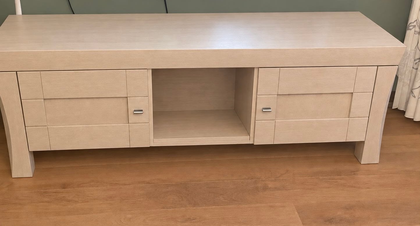 Mooie white wash tv kast, Ophalen, Gebruikt, 150 tot 200 cm, Eikenhout