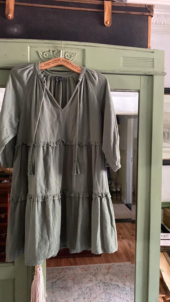 Leuk groen  danes jurkje boho style van vero moda  mast S, Ophalen of Verzenden, Zo goed als nieuw, Groen, Boven de knie