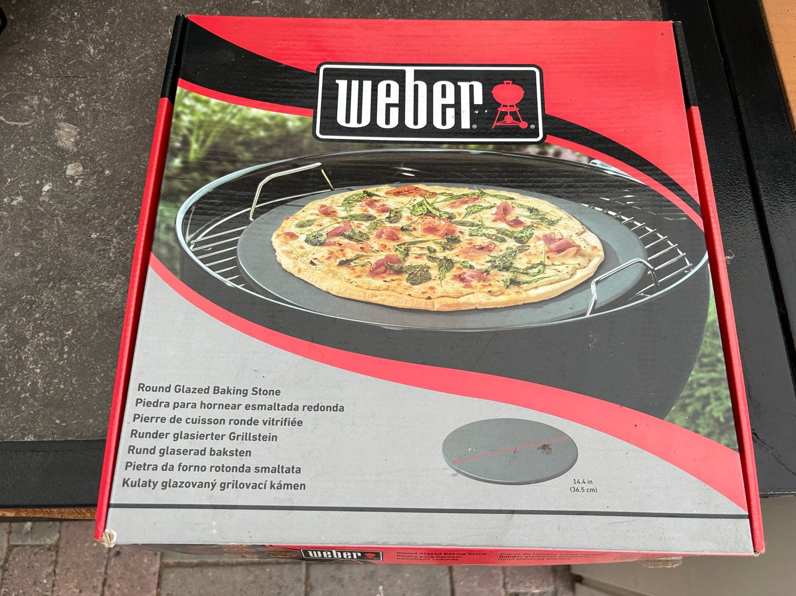 Weber geglazuurde pizzasteen 36,5 cm, Ophalen of Verzenden, Gebruikt