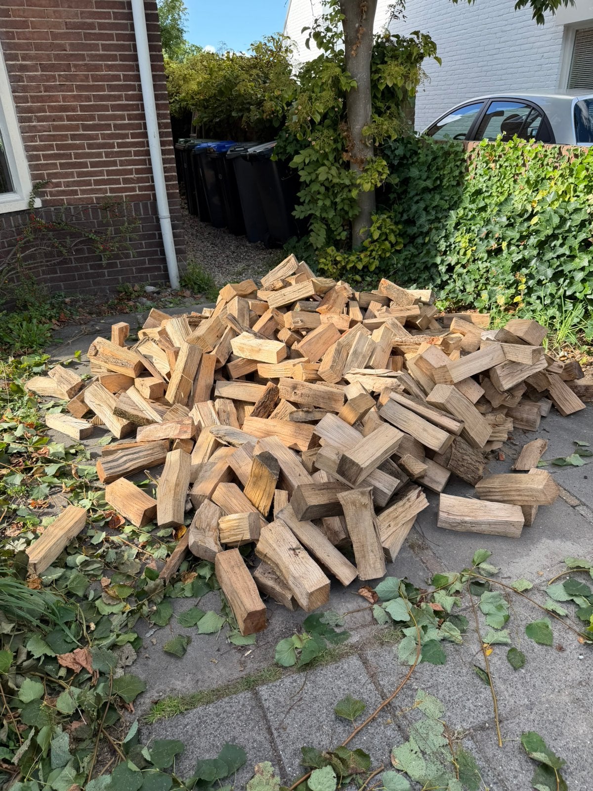 Los gestort Eiken Haardhout 1,5m3 GRATIS BEZORGD tot 50km, Minder dan 3 m³, Ophalen of Verzenden, Eikenhout, Blokken