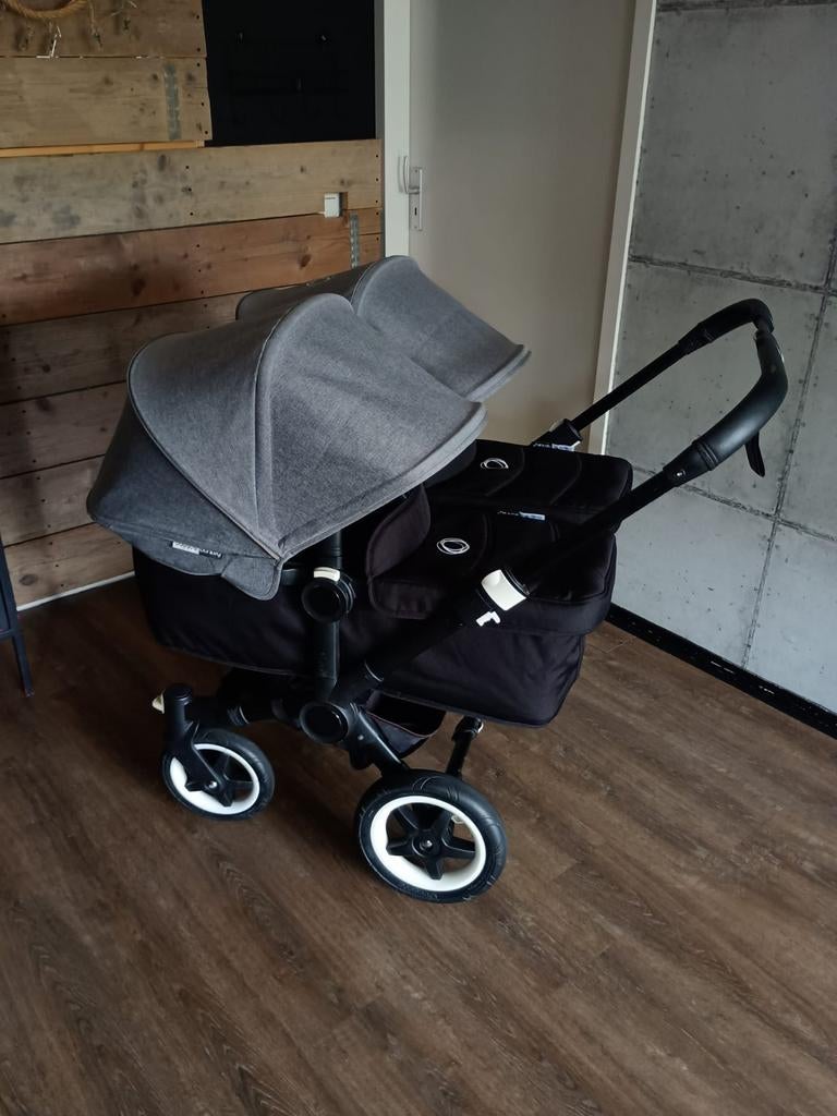 Complete Bugaboo Donkey Zwart/ Grey Melange! Tweeling / Duo2, Ophalen, Zo goed als nieuw, Kinderwagen of Buggy