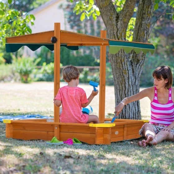 AXI Lily Zandbak met dak en gronddoek Bruin/groen, Kinderen en Baby's, Speelgoed | Buiten | Zandbakken, Ophalen, Kerkstraat 1