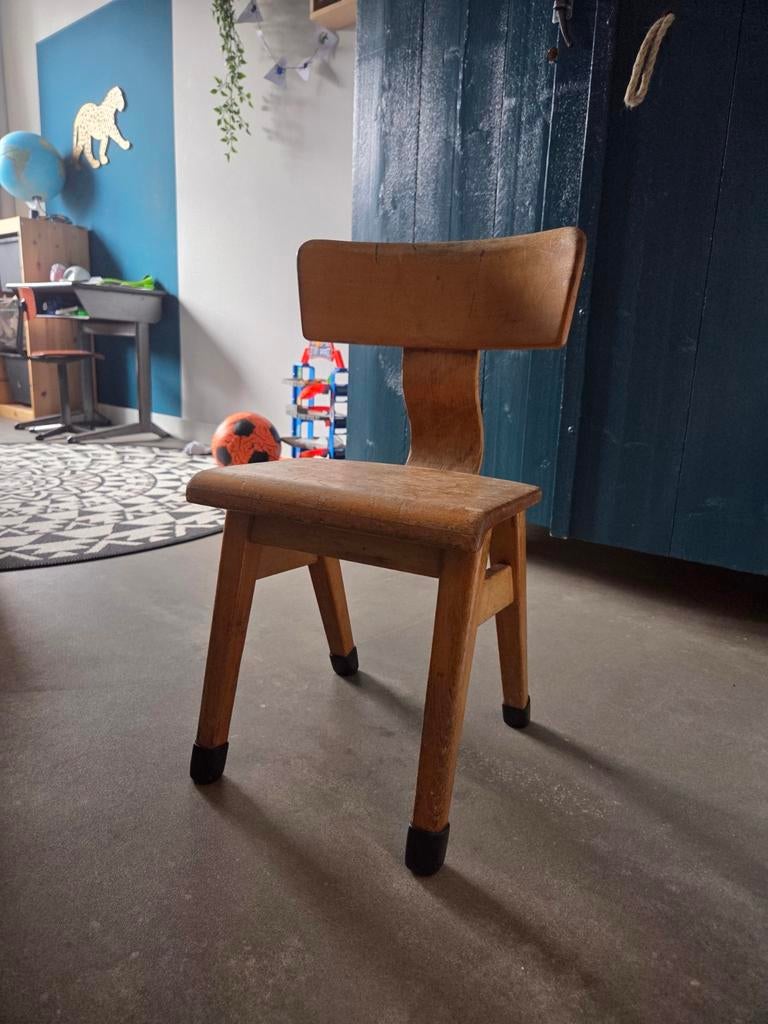 Vintage houten schoolstoeltje voor kinderen, Ophalen of Verzenden