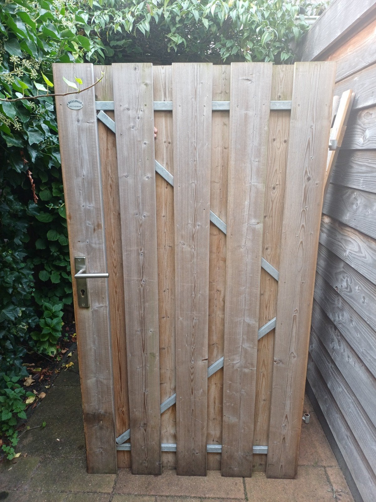 Houten tuinpoort (metalen frame) met beslag 100x185 en extra, Tuin en Terras, Ophalen, Met poort, Gebruikt, Tuinhek