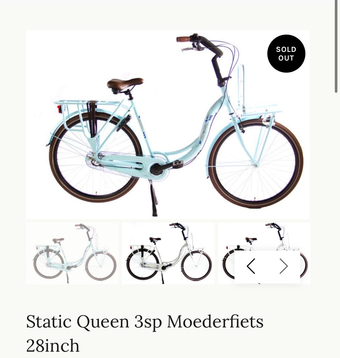 Static Queen 3sp Moederfiets 28 inch - Lichtblauw, Fietsen en Brommers, Fietsen | Dames | Moederfietsen, Terugtraprem, 53 tot 56 cm
