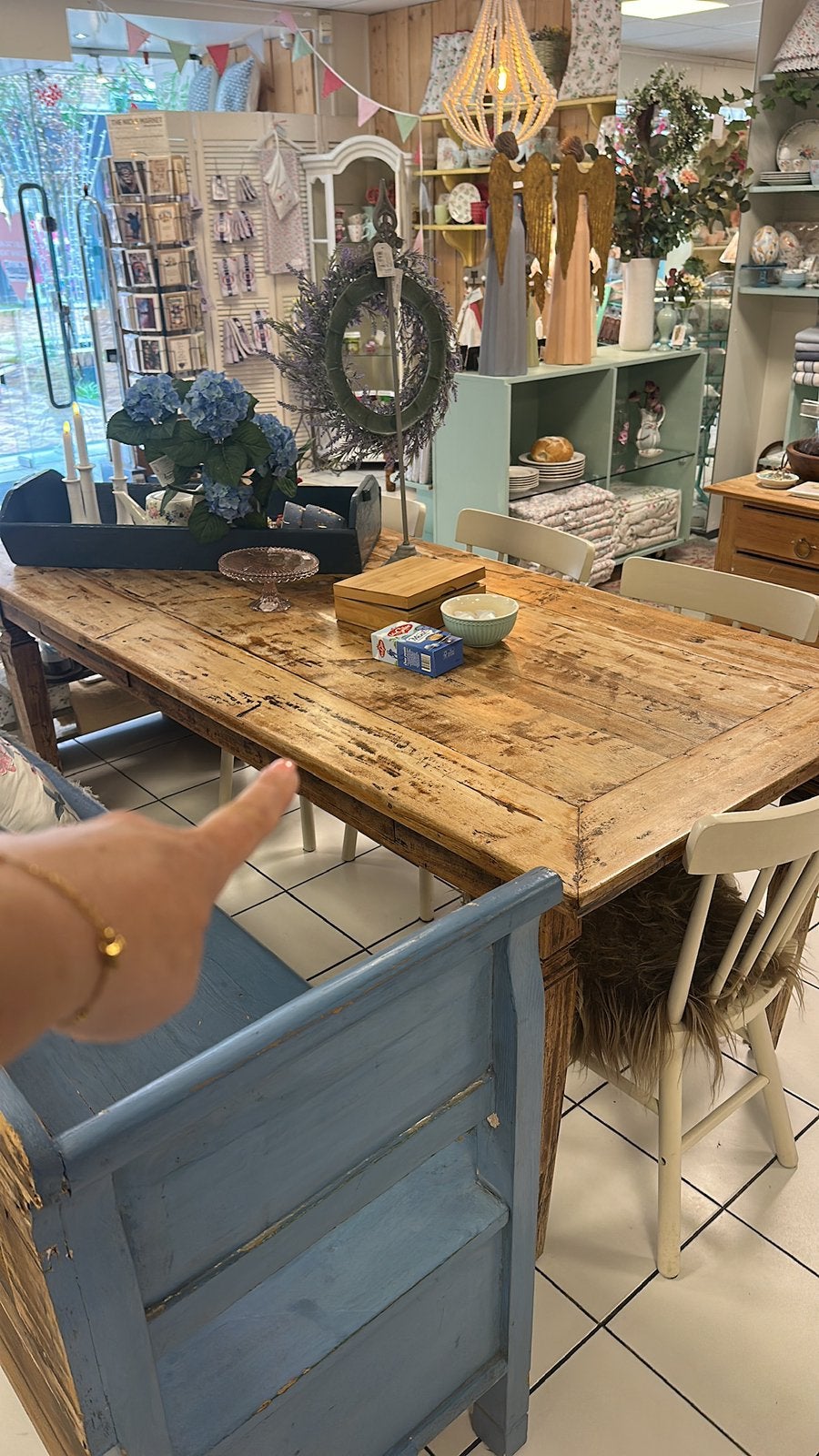 Antieke houten tafel, Ophalen, Gebruikt, Eikenhout, 200 cm of meer
